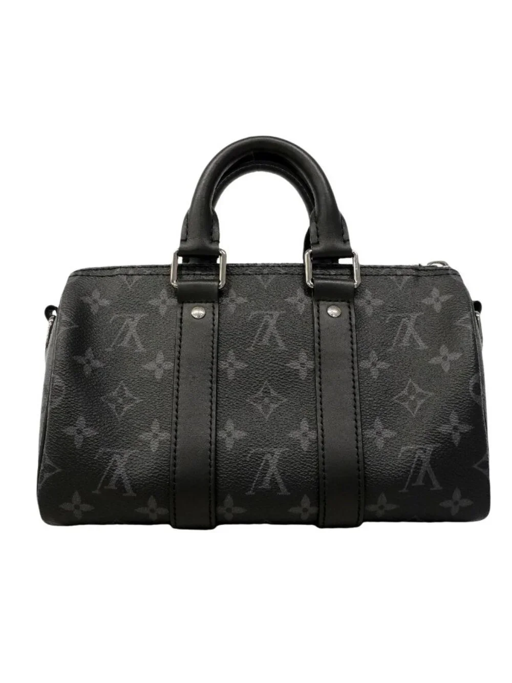 Louis Vuitton Handbag Monogram Eclipse Keepall Bandouliere 25 Black Gray 2-Way
